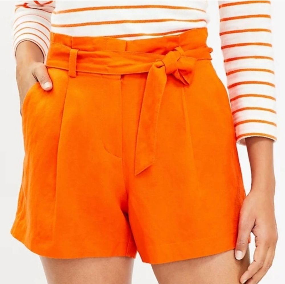 {LOFT} Vibrant Orange Paperbag Women's Shorts - Size MEDIUM